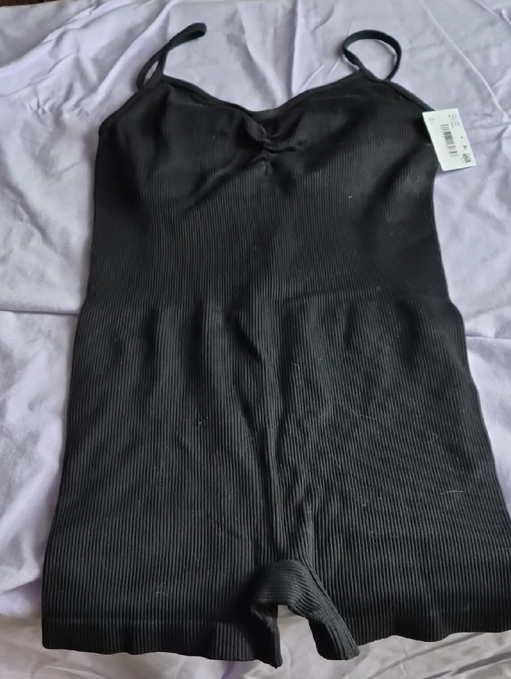 American Eagle Outfitters Black Ribbed Seamless Romper